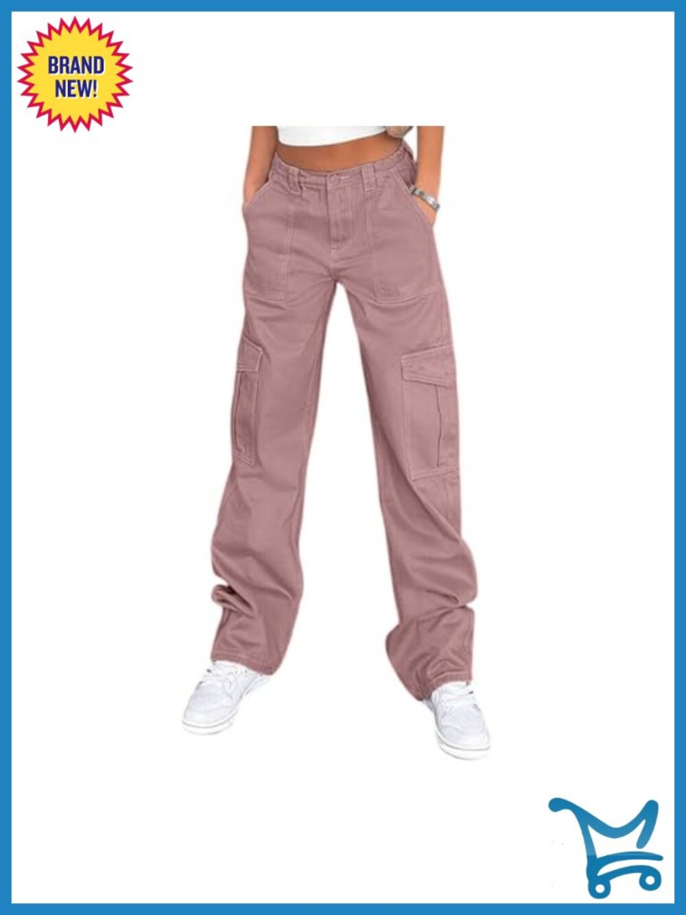 Lepunuo Cargo Pants Women High Waisted Stretchy Wide Leg Y2K Streetwear 6
